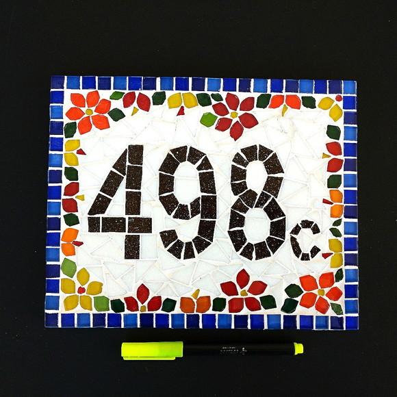 Número para Casa em Mosaico Flores