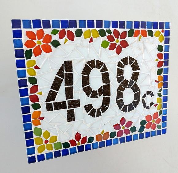 Número para Casa em Mosaico Flores