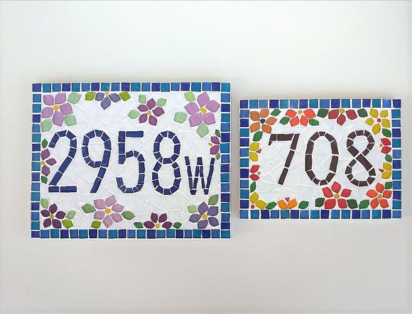Número para Casa em Mosaico Flores