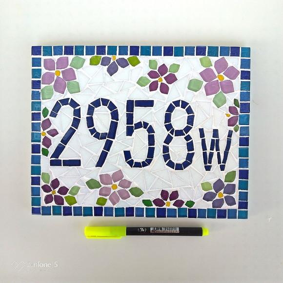 Número para Casa em Mosaico Flores