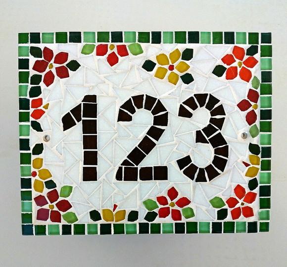 Número para Casa em Mosaico Flores
