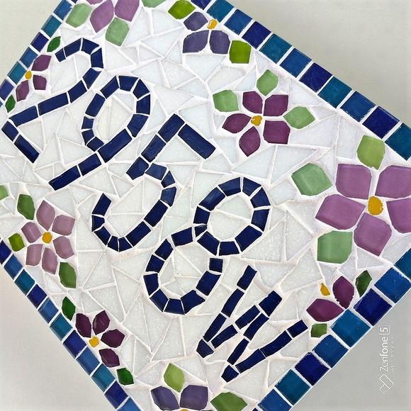 Número para Casa em Mosaico Flores