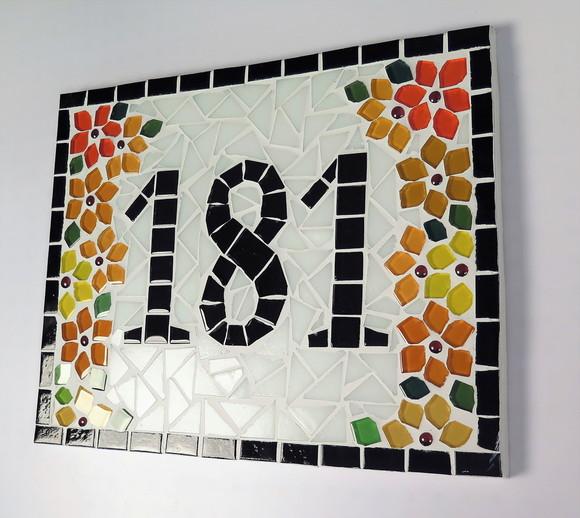 Número para Casa em Mosaico Flores