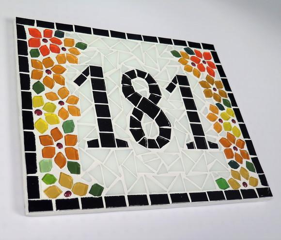 Número para Casa em Mosaico Flores