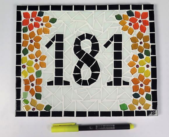 Número para Casa em Mosaico Flores