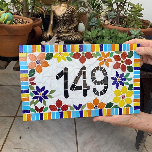Número para Casa em Mosaico Flores