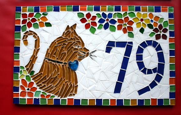 Número para Casa em Mosaico Gatinha