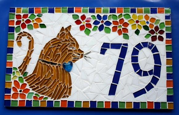 Número para Casa em Mosaico Gatinha