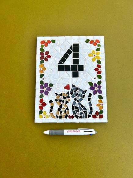 Número para Casa em Mosaico Gatinhos