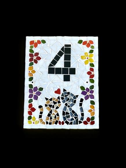 Número para Casa em Mosaico Gatinhos