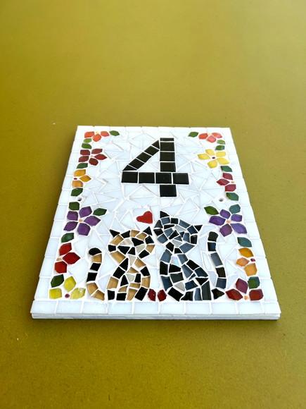 Número para Casa em Mosaico Gatinhos