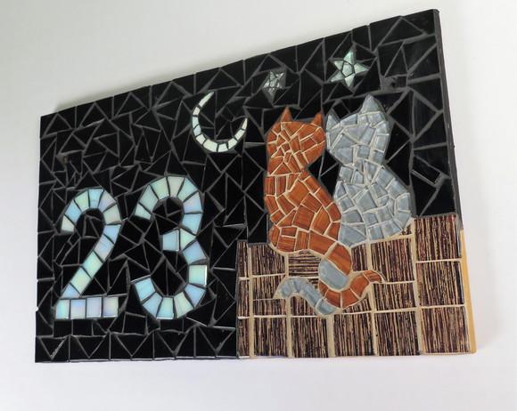Número para Casa em Mosaico Gato