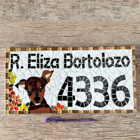 Número para Casa em Mosaico Pinscher