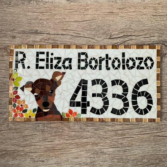 Número para Casa em Mosaico Pinscher