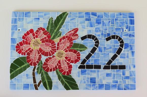 Número para Casa em Mosaico Rosa do Deserto