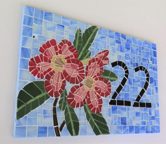 Número para Casa em Mosaico Rosa do Deserto