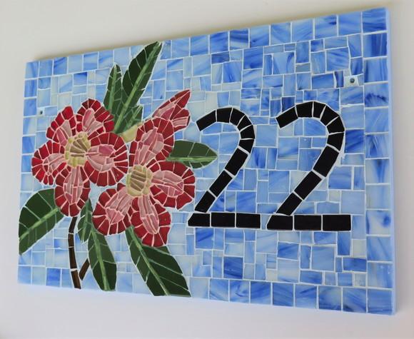 Número para Casa em Mosaico Rosa do Deserto