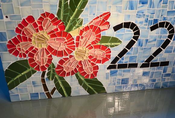 Número para Casa em Mosaico Rosa do Deserto