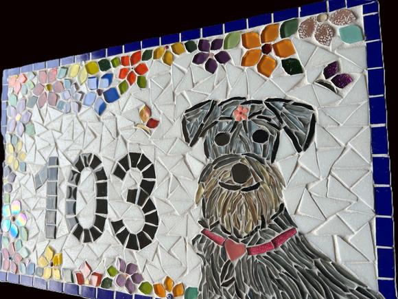 Número para Casa em Mosaico Schnauzer