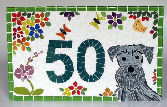 Número para Casa em Mosaico Schnauzer