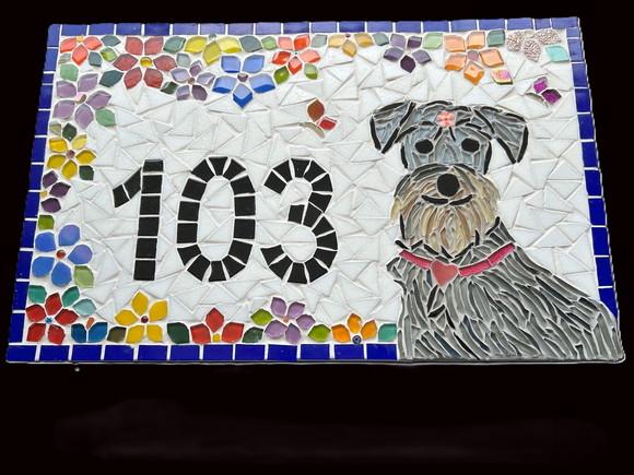 Número para Casa em Mosaico Schnauzer