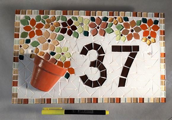 Número para Casa em Mosaico Vaso de Flor