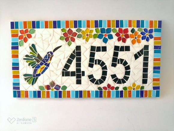 Número para Casa Mosaico Beija Flor G