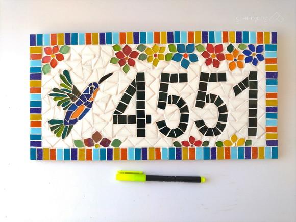 Número para Casa Mosaico Beija Flor G