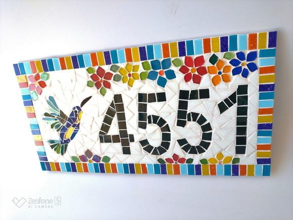 Número para Casa Mosaico Beija Flor G