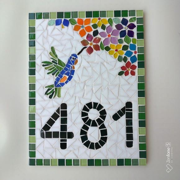 Número para Casa Mosaico Beija-flor