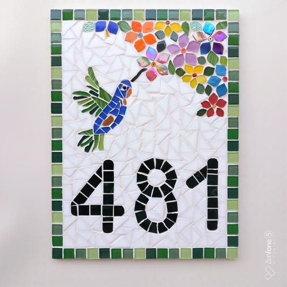 Número para Casa Mosaico Beija-flor