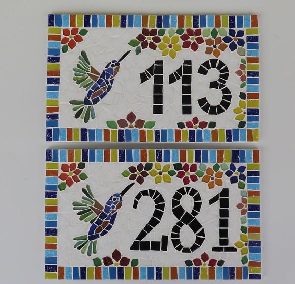 Número para Casa Mosaico Beija-flor