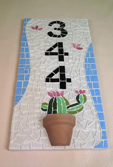 Número para Casa Mosaico Cacto