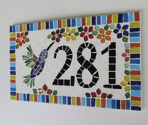 Número para Casa Mosaico Beija-flor
