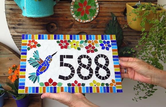 Número para Casa Mosaico Beija-flor