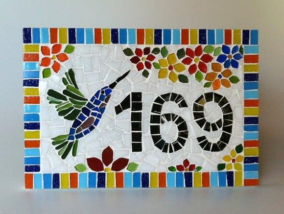 Número para Casa Mosaico Beija-flor