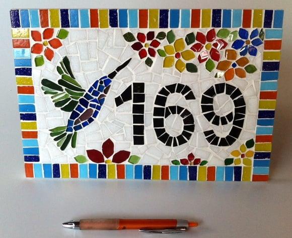 Número para Casa Mosaico Beija-flor