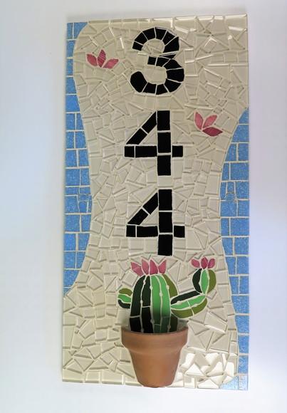 Número para Casa Mosaico Cacto