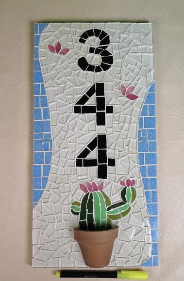 Número para Casa Mosaico Cacto