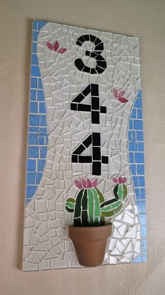 Número para Casa Mosaico Cacto