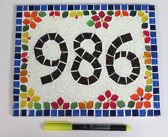 Número para Casa Mosaico Floral