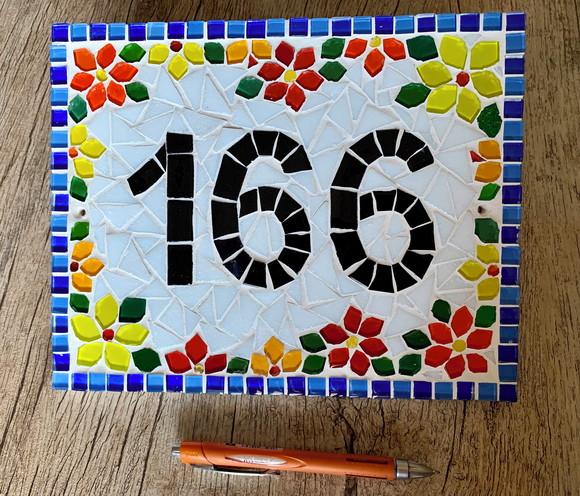 Número para Casa Mosaico Floral