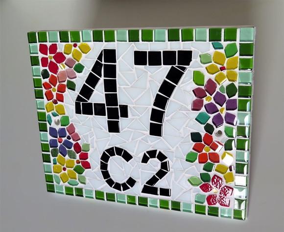 Número para Casa Mosaico Floral