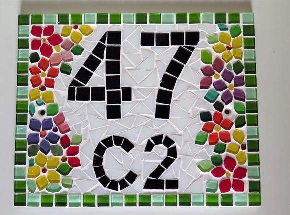 Número para Casa Mosaico Floral
