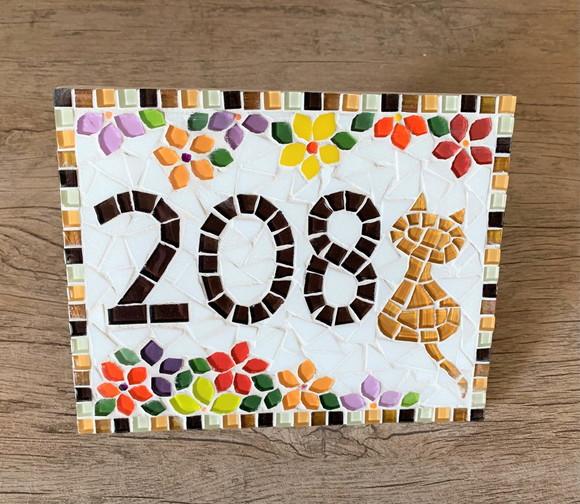 Número para Casa Mosaico Gatinho