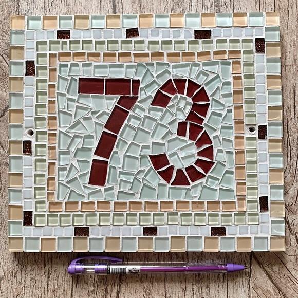 Número para Casa Mosaico Geométrico Rosé
