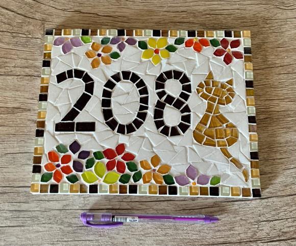 Número para Casa Mosaico Gatinho