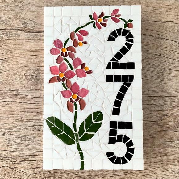 Número para Casa Mosaico Orquídea