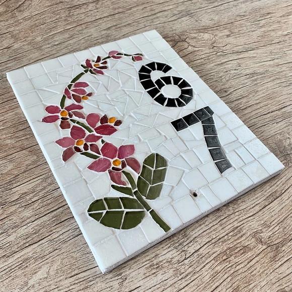 Número para Casa Mosaico Orquídea 2 Dígitos