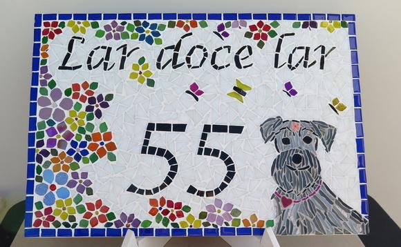 Número para Casa Schnauzer em Mosaico